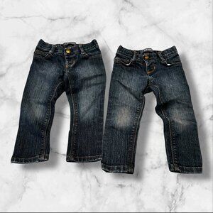 Old Navy Toddler Girl 2T Skinny Adjustable Waist Blue Denim Jeans Set